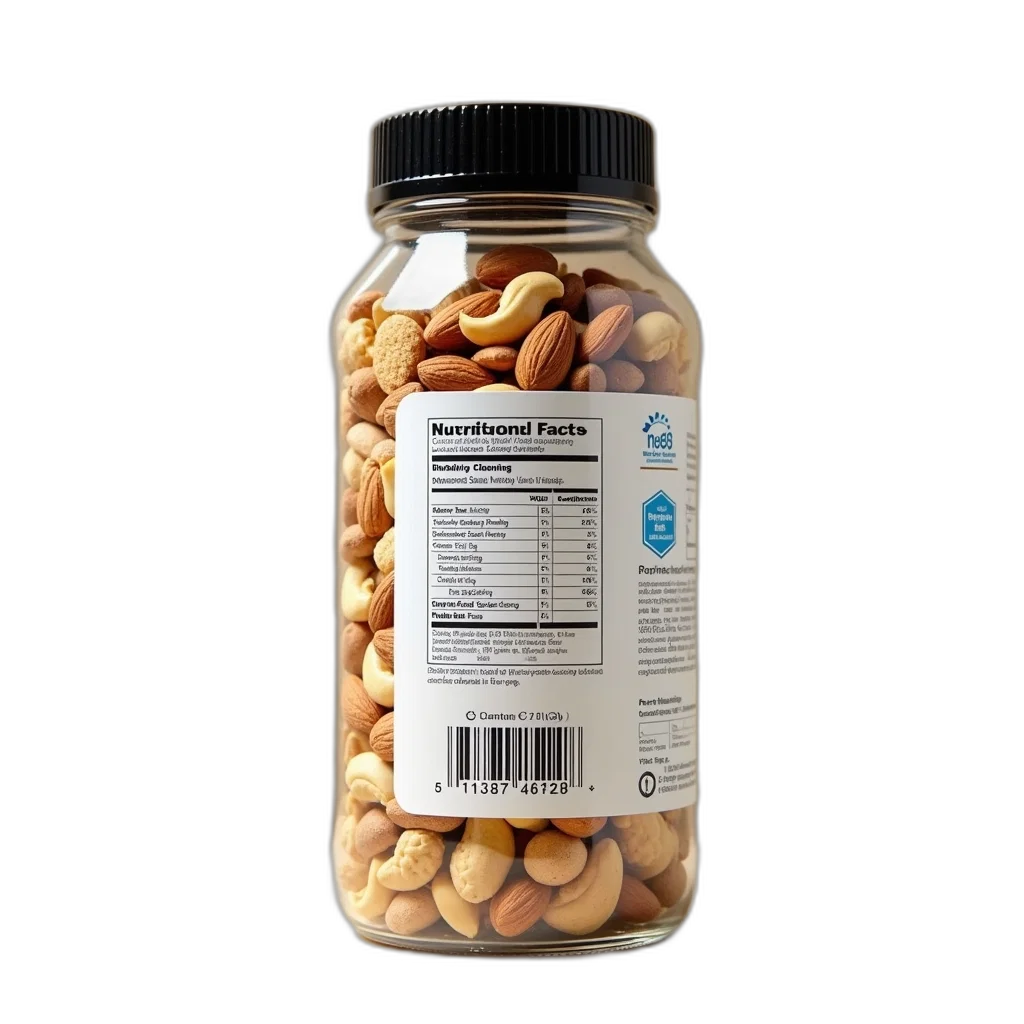 food, bottle, clear, plastic, filled, mixture, nuts, seeds transparent PNG cut-out