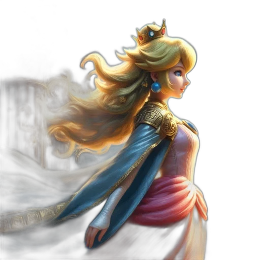 crown, dress, fantasy art, concept art, watercolor, pixel art, fire, fog transparent PNG cut-out