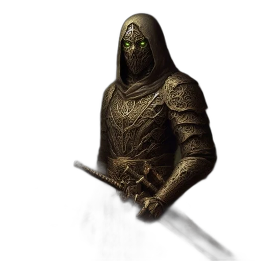 sword, staff, mask, weapon, concept art, fantasy art, 3d render, pixel art transparent PNG cut-out