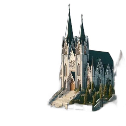 building, crown, 3d render, concept art, photorealistic, watercolor, fog, charming transparent PNG cut-out