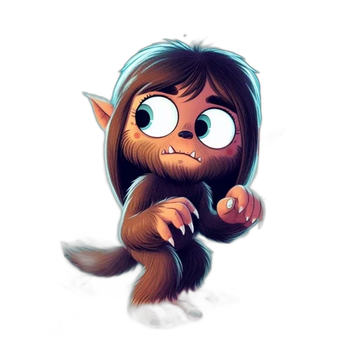 creature, staff, concept art, fantasy art, pixel art, 3d render, cartoonish, werewolf-like transparent PNG cut-out