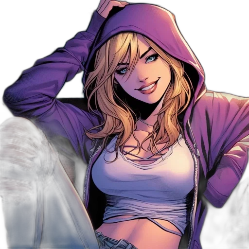 jacket, comic book art, concept art, cartoon, fantasy art, animated, female, character transparent PNG cut-out