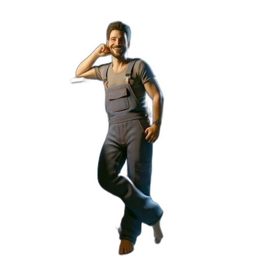 staff, jacket, robot, weapon, 3d render, concept art, pixel art, photorealistic transparent PNG cut-out