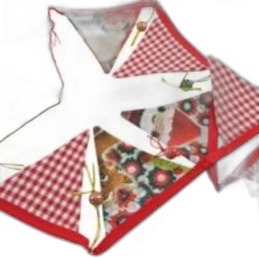 food, festive, christmas, bunting, red, white, checkered, fabric transparent PNG cut-out