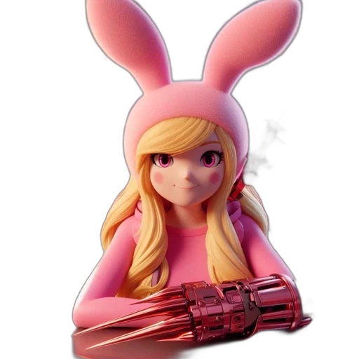weapon, robot, staff, hair, 3d render, concept art, cartoon, anime transparent PNG cut-out