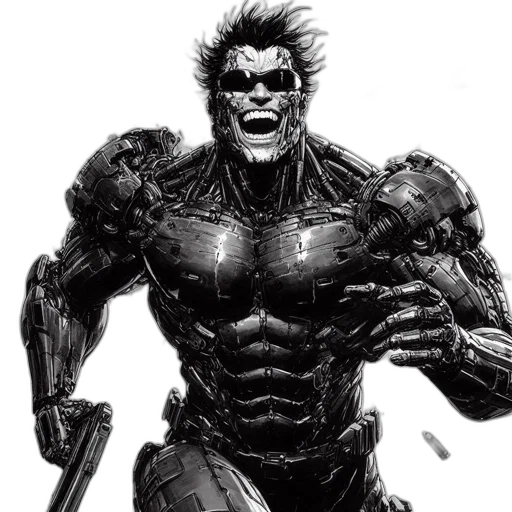 comic book art, concept art, pencil sketch, cartoon, imposing, heavily, detailed, robotic transparent PNG cut-out