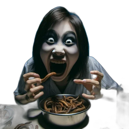 food, creature, face, mask, photorealistic, 3d render, dramatic, closeup transparent PNG cut-out
