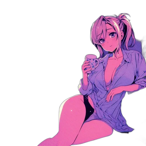 dress, jacket, weapon, staff, anime, vaporwave, pixel art, concept art transparent PNG cut-out