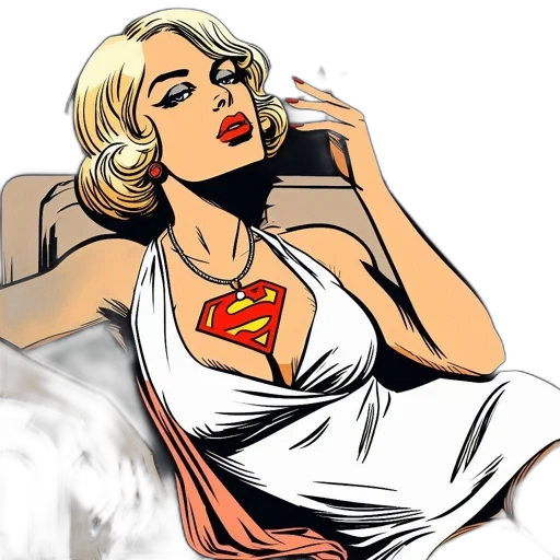 comic book art, cartoon, concept art, photorealistic, neon lights, illustrated, vintage-looking, woman transparent PNG cut-out