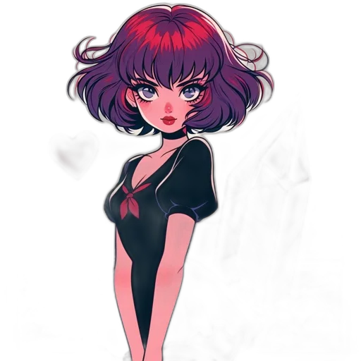 dress, hair, staff, anime, concept art, cartoon, fantasy art, neon lights transparent PNG cut-out