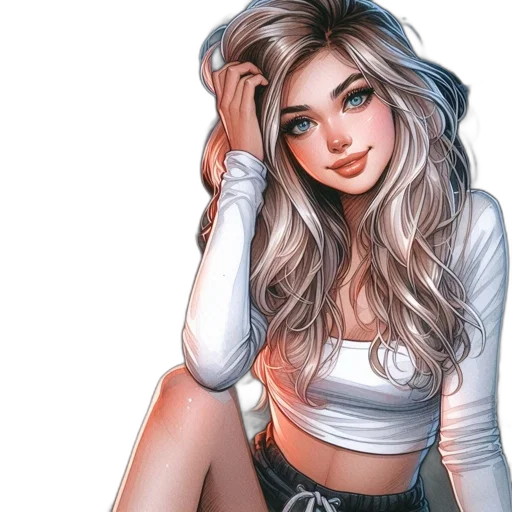 face, hair, dress, comic book art, photorealistic, fantasy art, cartoon, neon lights transparent PNG cut-out