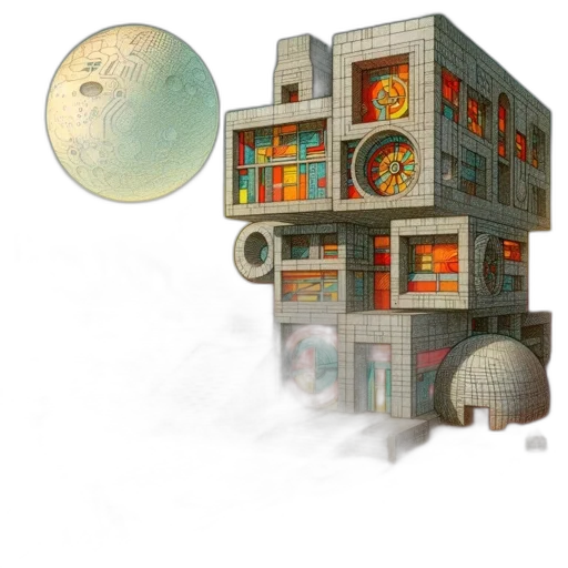 building, robot, concept art, 3d render, pixel art, fantasy art, outer space, futuristic transparent PNG cut-out