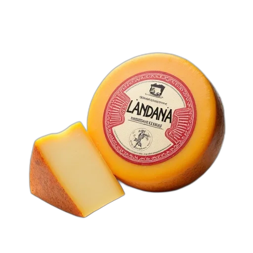 food, crown, whole, wheel, cheese, label, reads, landana transparent PNG cut-out