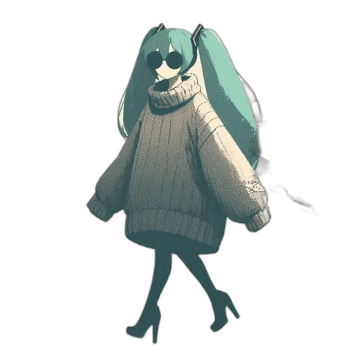 dress, creature, jacket, mask, concept art, watercolor, pixel art, vaporwave transparent PNG cut-out