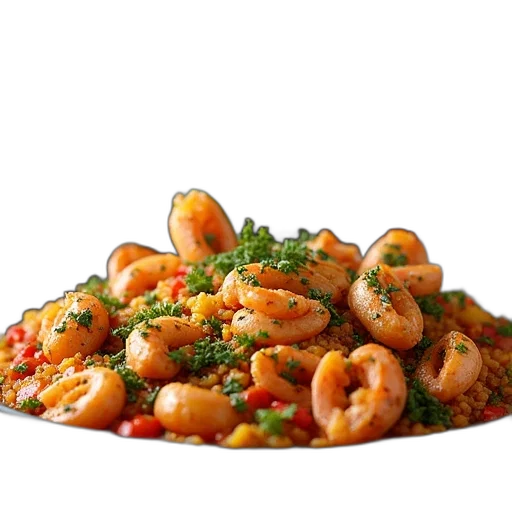 food, photorealistic, 3d render, bowl, seafood, paella, next, glass transparent PNG cut-out