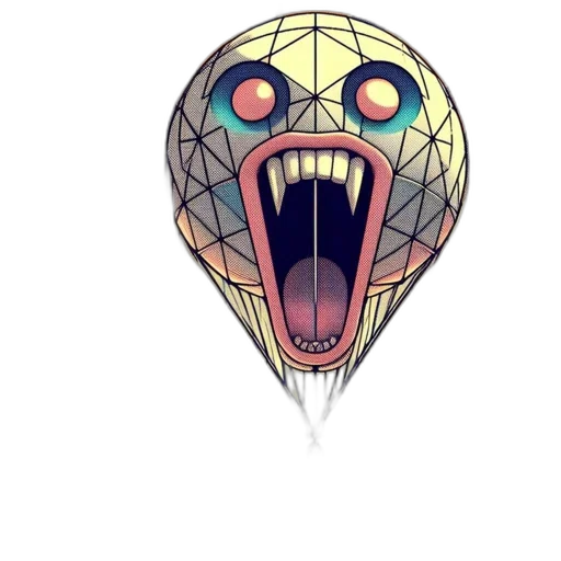 mask, creature, face, umbrella, concept art, 3d render, pixel art, watercolor transparent PNG cut-out