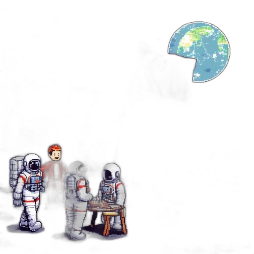 robot, staff, concept art, pixel art, watercolor, 3d render, outer space, fire transparent PNG cut-out
