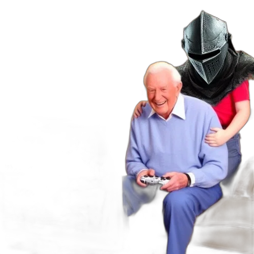 robot, mask, jacket, weapon, concept art, outer space, elderly, man transparent PNG cut-out