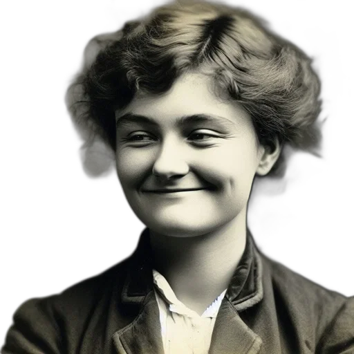 face, photorealistic, early, 20th-century, woman, depicted, monochrome, smiles transparent PNG cut-out