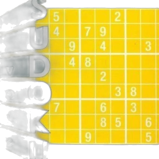 robot, sudoku, puzzle, yellow, background, white, numbers, grid transparent PNG cut-out