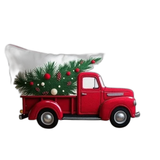 christmas, truck, linen, lumbar, pillow transparent PNG cut-out