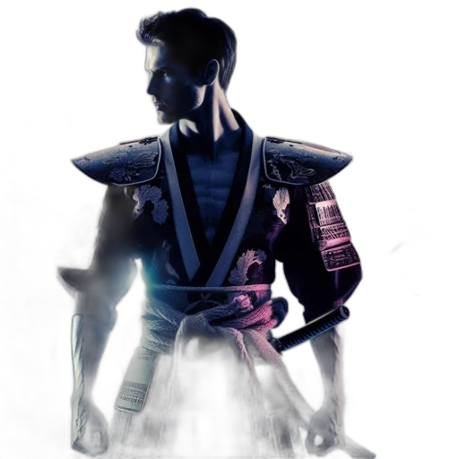 sword, jacket, staff, concept art, photorealistic, fantasy art, comic book art, blue transparent PNG cut-out