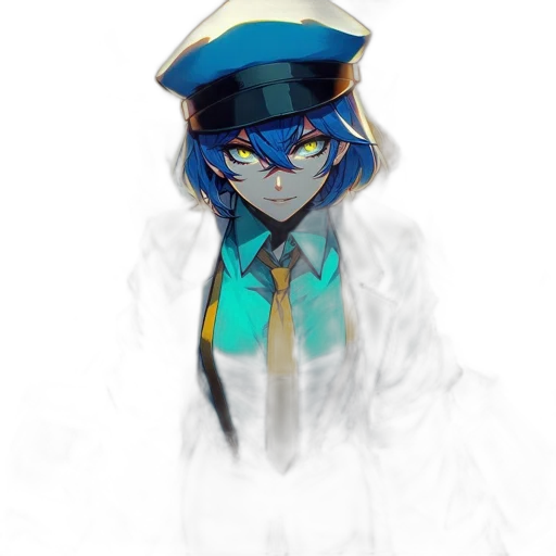 mask, robot, hat, staff, concept art, anime, pixel art, watercolor transparent PNG cut-out