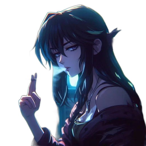 weapon, staff, sword, face, anime, cyberpunk, vaporwave, concept art transparent PNG cut-out