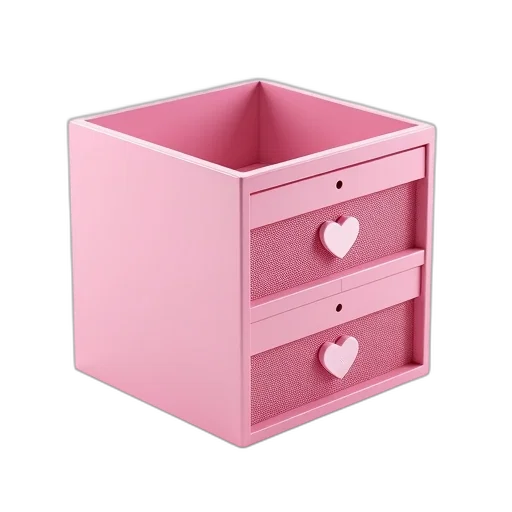 furniture, 3d render, pastel, pink, three-dimensional, cube-shaped, storage, unit transparent PNG cut-out