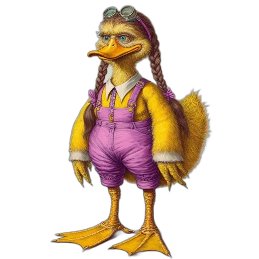 animal, creature, concept art, 3d render, pixel art, cartoon, anthropomorphic, duck transparent PNG cut-out