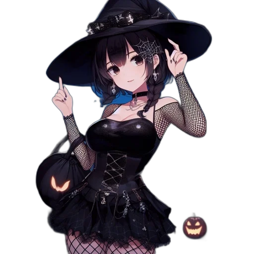 hat, dress, staff, weapon, pixel art, anime, fantasy art, cartoon transparent PNG cut-out