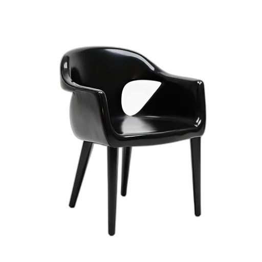 furniture, 3d render, sleek, black, dining, chair, glossy, finish transparent PNG cut-out