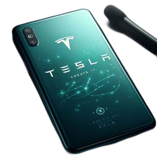 robot, cyberpunk, concept art, tesla-branded, smartphone, futuristic, design, places transparent PNG cut-out
