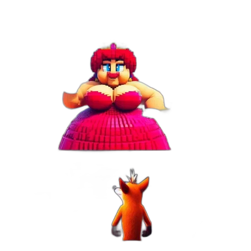 dress, hat, crown, animal, concept art, 3d render, pixel art, vaporwave transparent PNG cut-out