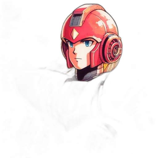 robot, mask, face, watercolor, concept art, anime, comic book art, red transparent PNG cut-out