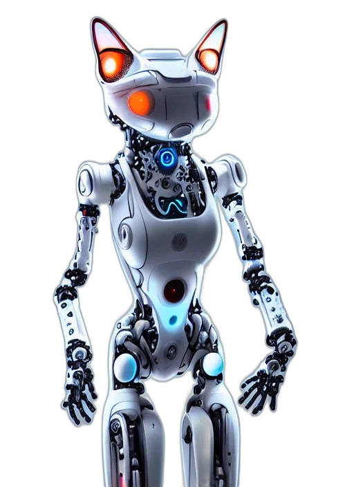 robot, 3d render, concept art, cyberpunk transparent PNG cut-out