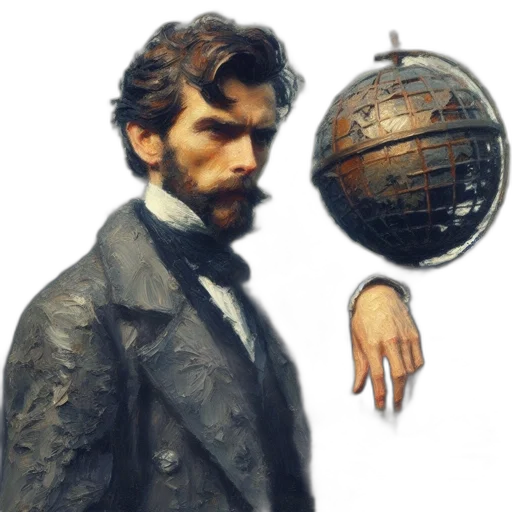 staff, jacket, face, concept art, fantasy art, oil painting, photorealistic, outer space transparent PNG cut-out