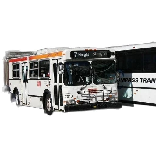 3d render, photorealistic, white, bus, number, driving, down, street transparent PNG cut-out