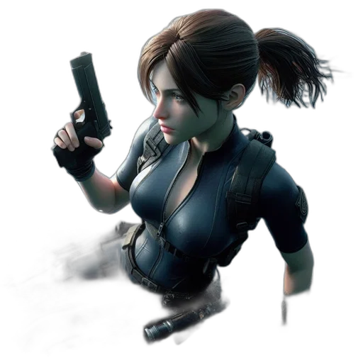 weapon, concept art, comic book art, photorealistic, cyberpunk, animated, figure, likely transparent PNG cut-out