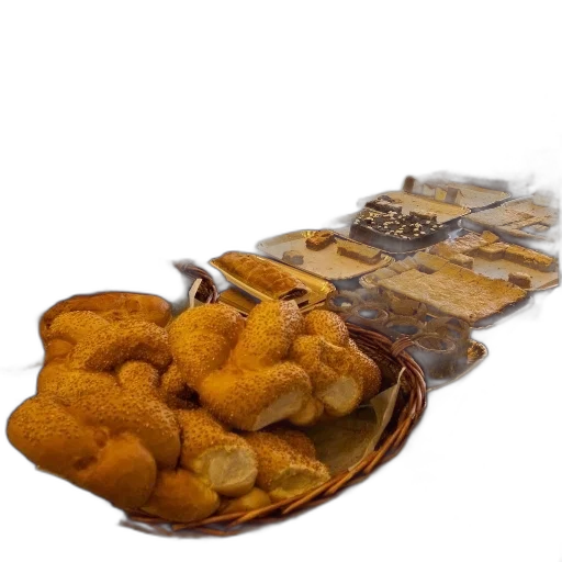 food, shoes, photorealistic, 3d render, bakery, variety, breads, pastries transparent PNG cut-out