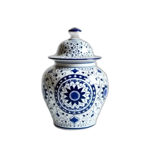bottle, photorealistic, 3d render, blue, white, ceramic, container, intricate transparent PNG cut-out