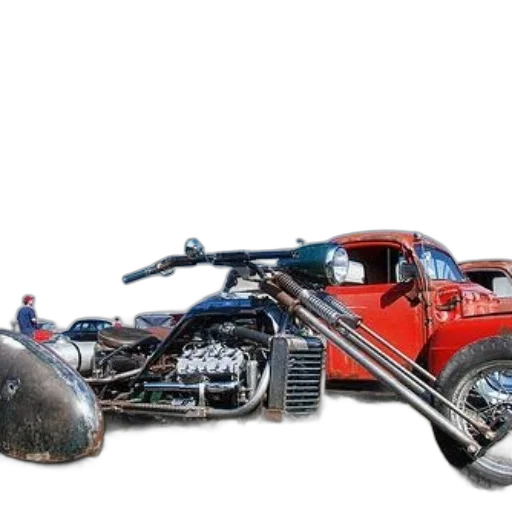 car, weapon, robot, 3d render, concept art, photorealistic, custom-built, motorcycle transparent PNG cut-out