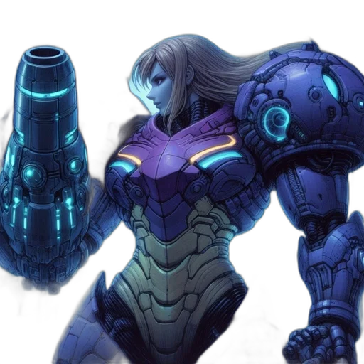 robot, weapon, concept art, cyberpunk, comic book art, anime, blue, woman transparent PNG cut-out