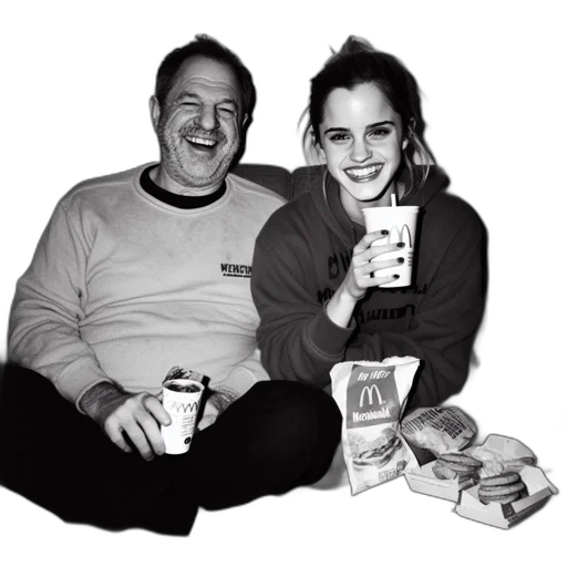 food, jacket, two, people, sit, couch, one, older transparent PNG cut-out