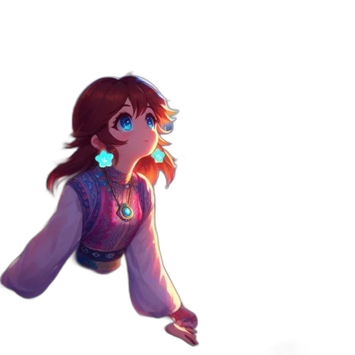 staff, dress, creature, robot, concept art, pixel art, vaporwave, watercolor transparent PNG cut-out