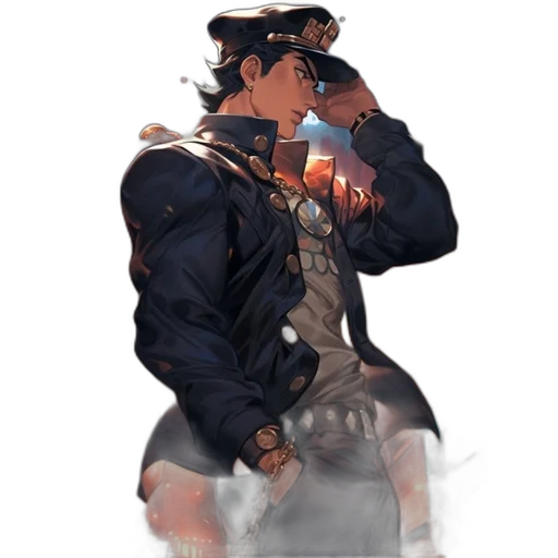 jacket, staff, hat, crown, concept art, fantasy art, pixel art, cyberpunk transparent PNG cut-out