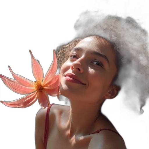 flower, crown, face, photorealistic transparent PNG cut-out