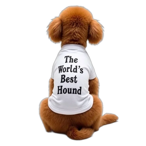 brown, dog, white, shirt, reads, world, best, hound transparent PNG cut-out