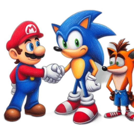 concept art, 3d render, pixel art, three, renowned, video, game, characters transparent PNG cut-out