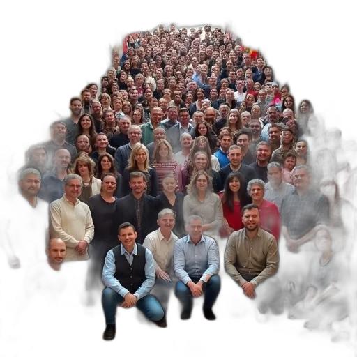 staff, face, large, group, people, gathered, staircase, many transparent PNG cut-out